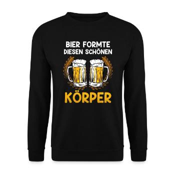 Bier formte diesen schönen Körper Bayern Herren - Unisex Pullover - Schwarz - Vorne - Alina (178cm) & Michal (187cm)