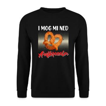 I mog mi ned aufbrezeln Damen Trachtenshirt - Unisex Pullover - Schwarz - Vorne - Alina (178cm) & Michal (187cm)