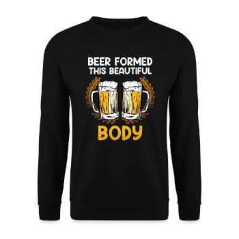 Bier formte diesen schönen Körper Bayern Herren - Unisex Pullover - Schwarz - Vorne - Alina (178cm) & Michal (187cm)
