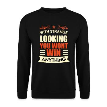 Mit blöd gucken kommst auch nicht weit Bayrisch - Unisex Pullover - Schwarz - Vorne - Alina (178cm) & Michal (187cm)