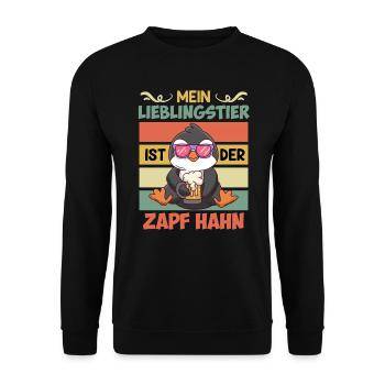 Mein Lieblingstier ist der Zapfhahn Männer Bier - Unisex Pullover - Schwarz - Vorne - Alina (178cm) & Michal (187cm)