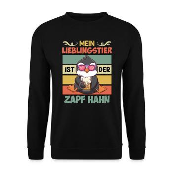 Mein Lieblingstier ist der Zapfhahn Männer Bier - Unisex Pullover - Schwarz - Vorne - Alina (178cm) & Michal (187cm)