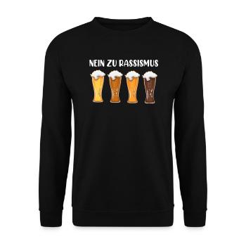 Nein zu Raissismus Bier Weißbier Bayern - Unisex Pullover - Schwarz - Vorne - Alina (178cm) & Michal (187cm)