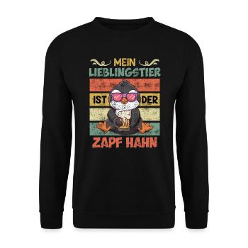 Mein Lieblingstier ist der Zapfhahn Männer Bier - Unisex Pullover - Schwarz - Vorne - Alina (178cm) & Michal (187cm)