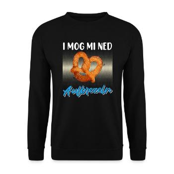 I mog mi ned aufbrezeln Damen Trachtenshirt - Unisex Pullover - Schwarz - Vorne - Alina (178cm) & Michal (187cm)