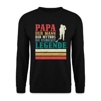 Hockey Papa Mann Mythos Hockey Legende - Unisex Pullover - Schwarz - Vorne - Alina (178cm) & Michal (187cm)