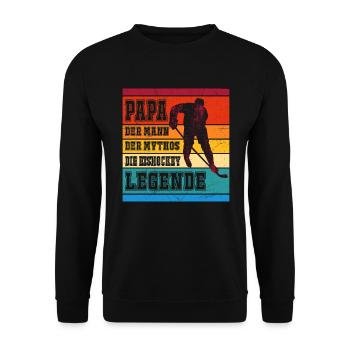 Hockey Papa Mann Mythos Eishockey Legende - Unisex Pullover - Schwarz - Vorne - Alina (178cm) & Michal (187cm)