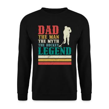 Hockey Papa Mann Mythos Hockey Legende - Unisex Pullover - Schwarz - Vorne - Alina (178cm) & Michal (187cm)