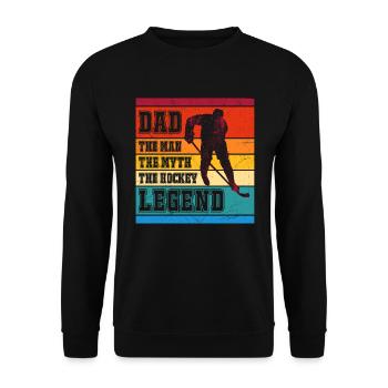 Hockey Papa Mann Mythos Eishockey Legende - Unisex Pullover - Schwarz - Vorne - Alina (178cm) & Michal (187cm)