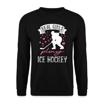 Les vraies filles jouent au hockey sur glace - Sweat-shirt Unisexe - noir - Devant - Alina (178cm) & Michal (187cm)