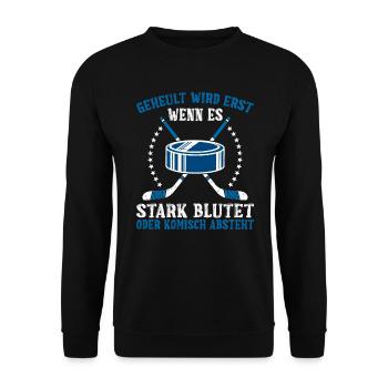 Eishockey geheult wird erst wenn es blutet - Unisex Pullover - Schwarz - Vorne - Alina (178cm) & Michal (187cm)