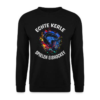 Eishockey Spruch Männer Eishockeyspieler - Unisex Pullover - Schwarz - Vorne - Alina (178cm) & Michal (187cm)