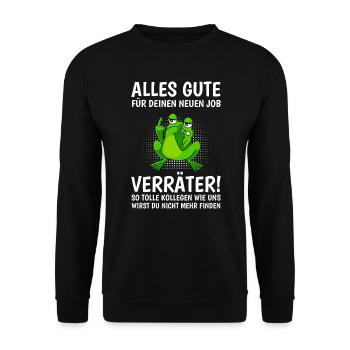 Viel Glück neuer Job Kollege Jobwechsel - Unisex Pullover - Schwarz - Vorne - Alina (178cm) & Michal (187cm)