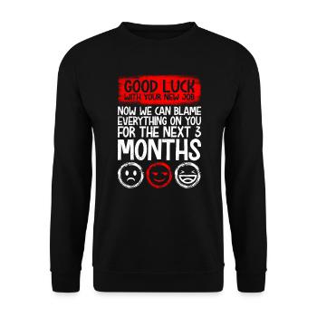Good luck new job colleague job change - Unisex Sweatshirt - black - Front - Alina (178cm) & Michal (187cm)