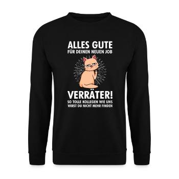 Alles Gute neuer Job Jobwechsel Arbeit - Unisex Pullover - Schwarz - Vorne - Alina (178cm) & Michal (187cm)