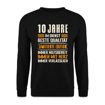 Dienstjubiläum 10 Jahre Qualität Arbeitsjubiläum - Unisex Pullover - Schwarz - Vorne - Alina (178cm) & Michal (187cm)
