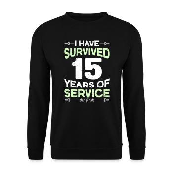 Service anniversary 15 years company anniversary - Unisex Sweatshirt - black - Front - Alina (178cm) & Michal (187cm)