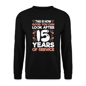 Company anniversary 15 years service anniversary - Unisex Sweatshirt - black - Front - Alina (178cm) & Michal (187cm)