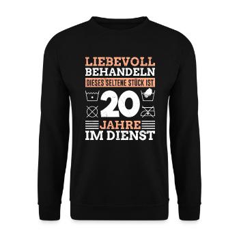Arbeitsjubiläum 20 Jahre Arbeit Dienstjubiläum 20 - Unisex Pullover - Schwarz - Vorne - Alina (178cm) & Michal (187cm)