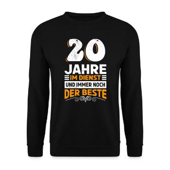 Arbeitsjubiläum 20 Jahre Dienstjubiläum - Unisex Pullover - Schwarz - Vorne - Alina (178cm) & Michal (187cm)