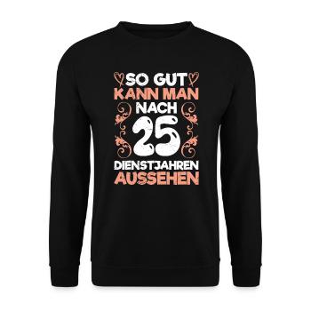 Dienstjubiläum 25 Jahre Arbeitsjubiläum 25 Jahre - Unisex Pullover - Schwarz - Vorne - Alina (178cm) & Michal (187cm)