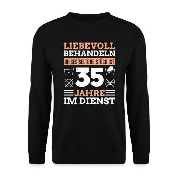 Dienstjubiläum 35 Arbeitsjahre Firmenjubiläum - Unisex Pullover - Schwarz - Vorne - Alina (178cm) & Michal (187cm)