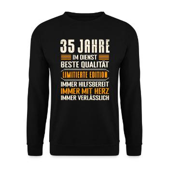 Dienstjubiläum 35 Arbeitsjahre Firmenjubiläum - Unisex Pullover - Schwarz - Vorne - Alina (178cm) & Michal (187cm)