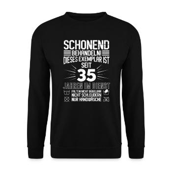 Dienstjubiläum 35 Arbeitsjahre Firmenjubiläum - Unisex Pullover - Schwarz - Vorne - Alina (178cm) & Michal (187cm)