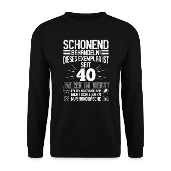 Dienstjubiläum 40 Jahre Arbeit Firmenjubiläum - Unisex Pullover - Schwarz - Vorne - Alina (178cm) & Michal (187cm)
