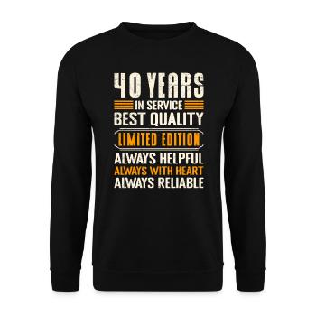 Service anniversary 40 years of work Company anniversary - Unisex Sweatshirt - black - Front - Alina (178cm) & Michal (187cm)