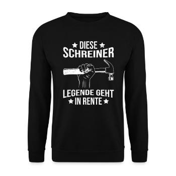 Schreiner in Rente Kollege Ruhestand - Unisex Pullover - Schwarz - Vorne - Alina (178cm) & Michal (187cm)