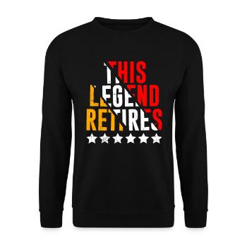 Legende im Ruhestand Arbeitskollege Rente - Unisex Pullover - Schwarz - Vorne - Alina (178cm) & Michal (187cm)