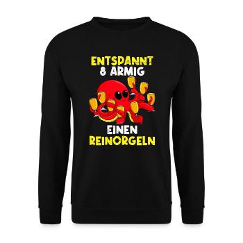 Entspannt achtarmig einen reinorgeln Saufen Party - Unisex Pullover - Schwarz - Vorne - Alina (178cm) & Michal (187cm)