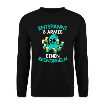 Entspannt achtarmig einen reinorgeln Saufen Party - Unisex Pullover - Schwarz - Vorne - Alina (178cm) & Michal (187cm)