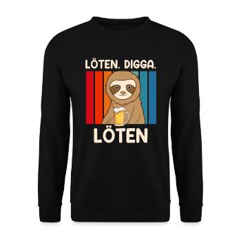 Löten Digga Löten Bier saufen - Unisex Pullover - Schwarz - Vorne - Alina (178cm) & Michal (187cm)
