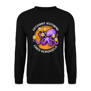 Saufen Spruch Entspannt achtarmig einen reinorgeln - Unisex Pullover - Schwarz - Vorne - Alina (178cm) & Michal (187cm)