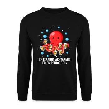 Entspannt achtarmig einen reinorgeln Oktopus - Unisex Pullover - Schwarz - Vorne - Alina (178cm) & Michal (187cm)