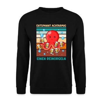 Entspannt achtarmig einen reinorgeln Bier - Unisex Pullover - Schwarz - Vorne - Alina (178cm) & Michal (187cm)