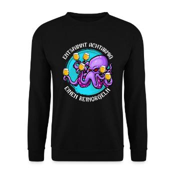 Saufen Spruch Entspannt achtarmig einen reinorgeln - Unisex Pullover - Schwarz - Vorne - Alina (178cm) & Michal (187cm)