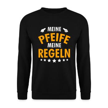 Meine Pfeife meine Regeln Schiedsrichter - Unisex Pullover - Schwarz - Vorne - Alina (178cm) & Michal (187cm)