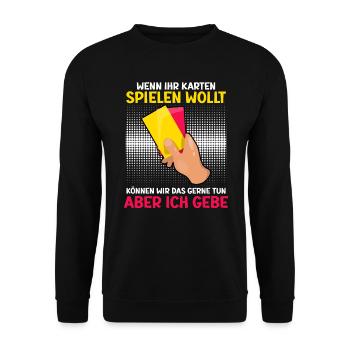 Lustiger Schiedsrichter Spruch Schiri - Unisex Pullover - Schwarz - Vorne - Alina (178cm) & Michal (187cm)