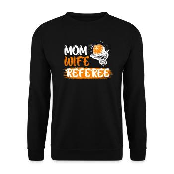Mama Ehefrau Schiedsrichterin Schiri Damen - Unisex Pullover - Schwarz - Vorne - Alina (178cm) & Michal (187cm)
