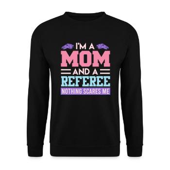 Maman et arbitre - Sweat-shirt Unisexe - noir - Devant - Alina (178cm) & Michal (187cm)