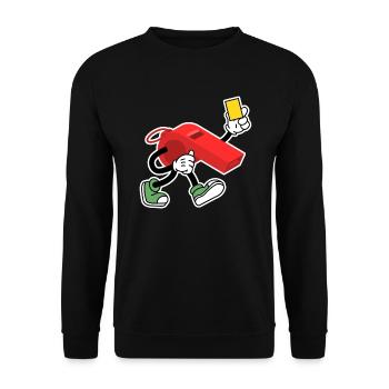 Sifflet de l’arbitre avec carton jaune Shiri - Sweat-shirt Unisexe - noir - Devant - Alina (178cm) & Michal (187cm)