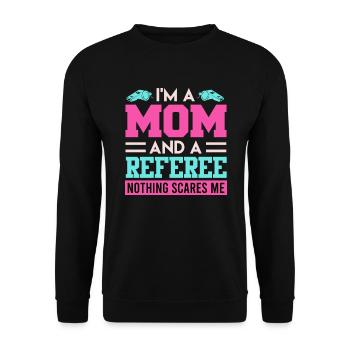 Maman et arbitre - Sweat-shirt Unisexe - noir - Devant - Alina (178cm) & Michal (187cm)