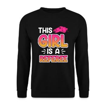 Arbitre féminine Schiri - Sweat-shirt Unisexe - noir - Devant - Alina (178cm) & Michal (187cm)