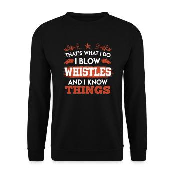 Sifflet de l’arbitre et savoir des choses - Sweat-shirt Unisexe - noir - Devant - Alina (178cm) & Michal (187cm)