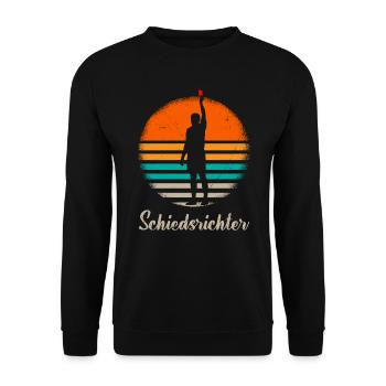 Vintage Schiedsrichter rote Karte Schiri - Unisex Pullover - Schwarz - Vorne - Alina (178cm) & Michal (187cm)