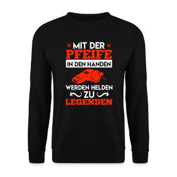 Mit der Pfeife in den Händen - Unisex Pullover - Schwarz - Vorne - Alina (178cm) & Michal (187cm)