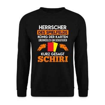 Schiri Herrscher des Spielfelds König - Unisex Pullover - Schwarz - Vorne - Alina (178cm) & Michal (187cm)